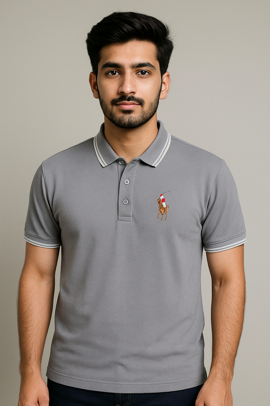 Breeze-Ready Grey Piqué Polo – Breathable, Versatile Everyday Essential