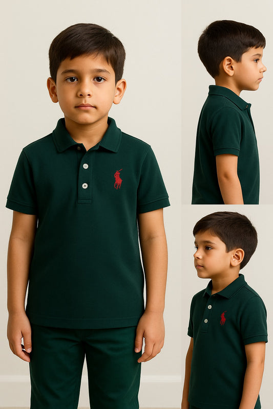 Children’s Dark Green Polo – Fresh Color, Comfortable Fit