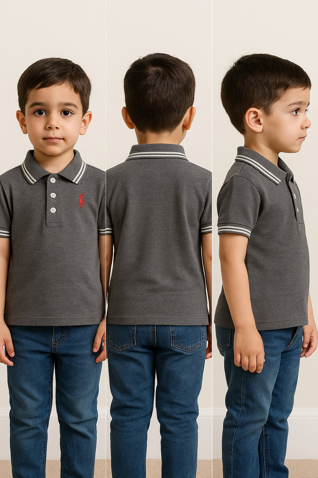 Boys’ & Girls’ Gray Polo Shirt – Simple, Stylish, Reliable