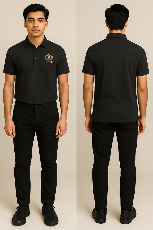 Black Polo Shirt – Soft Cotton, Smart Regular Fit