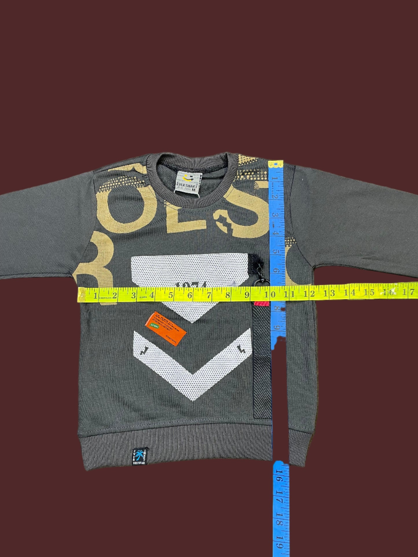 Kids Winter Sweatshirt – Charcoal Graphic Crew 2Pc