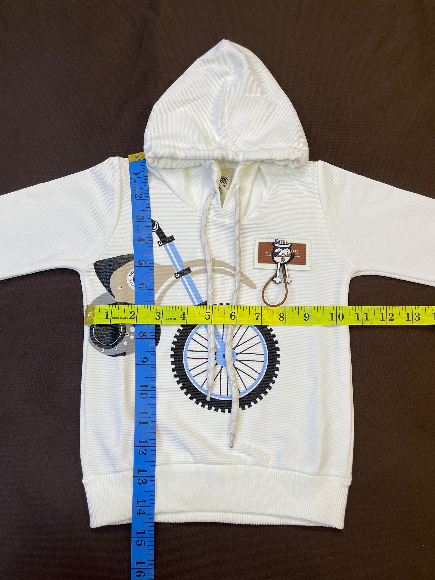 Kids Winter Hoodie – White Graphic Sweatshirt with Hood