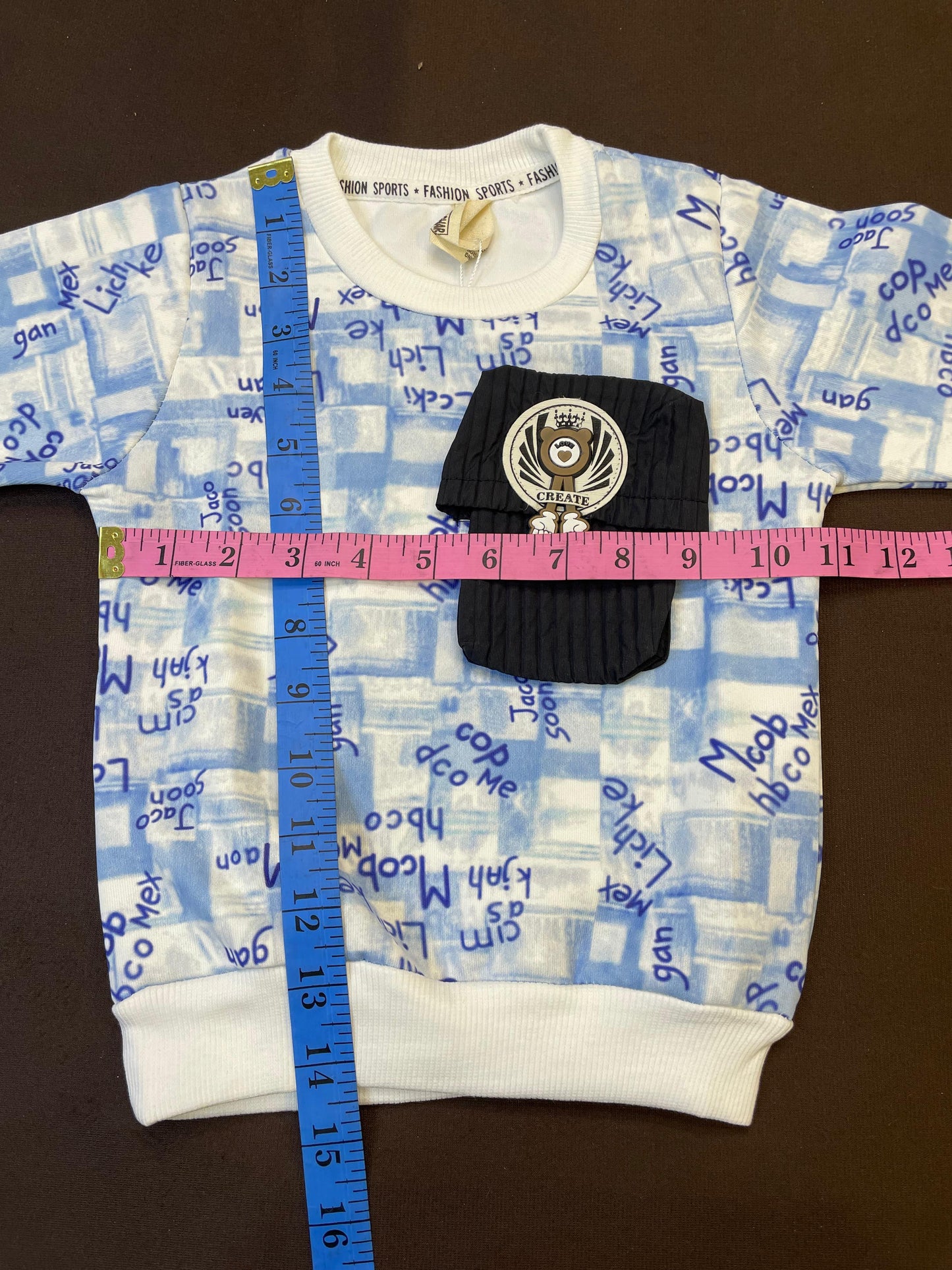 Kids Sweatshirt Set – Blue Print Top with Utility Pocket