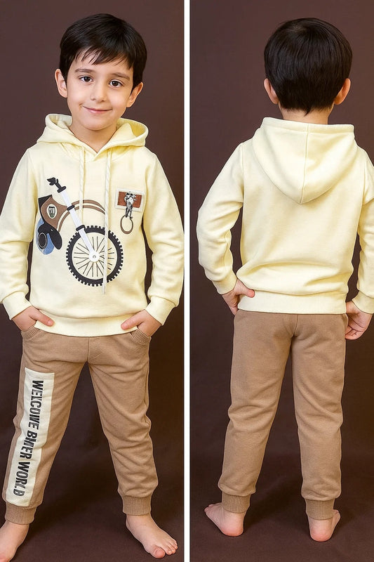 Kids Winter Hoodie – Yellow Graphic Sweatshirt