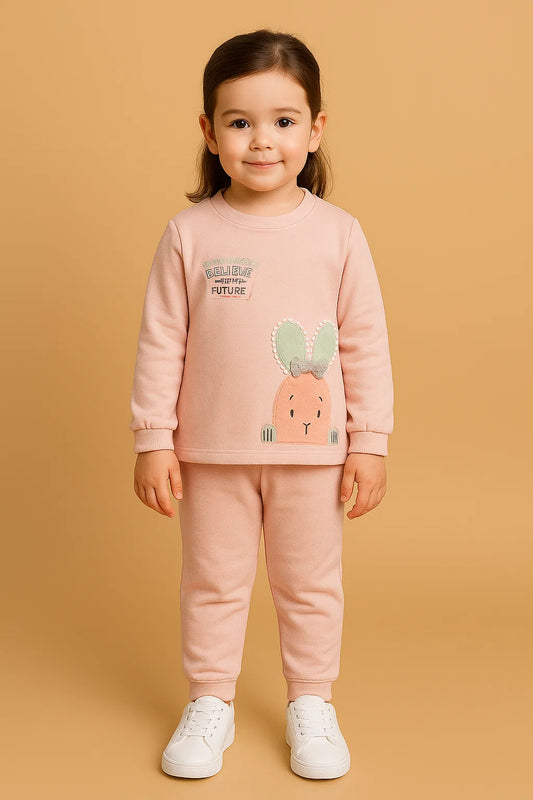 Girls Pink Bunny Suit Set – Winter Collection