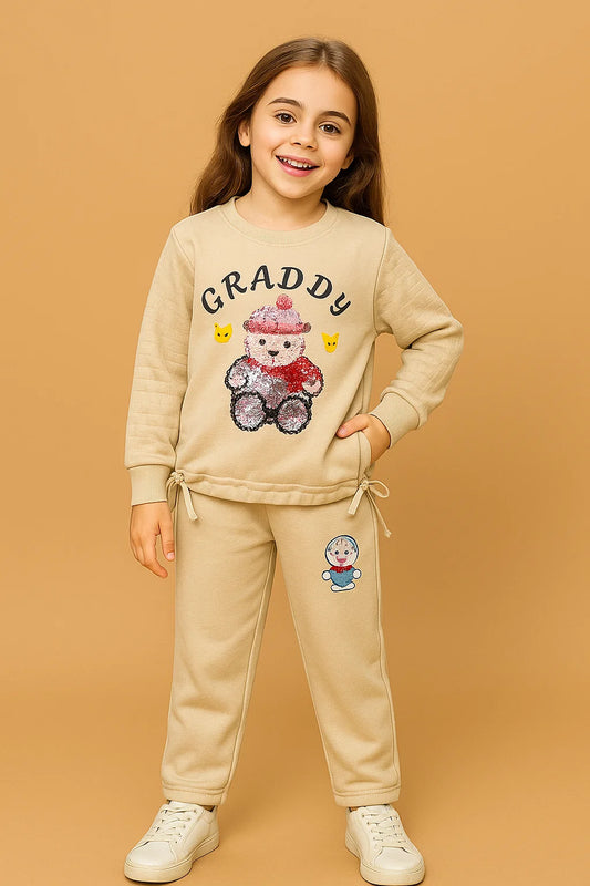 Girls Cream “GLADDY” Teddy Longline Sweatshirt