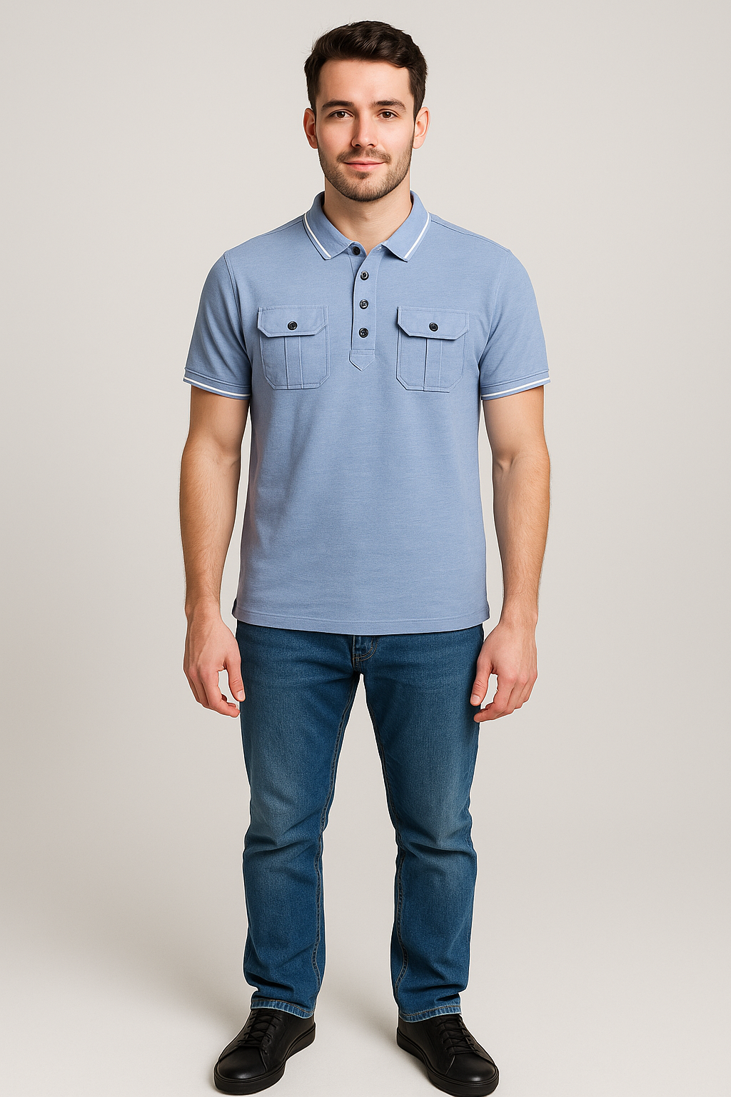Breeze-Ready Sky Blue Piqué Polo – Breathable, Classic Fit