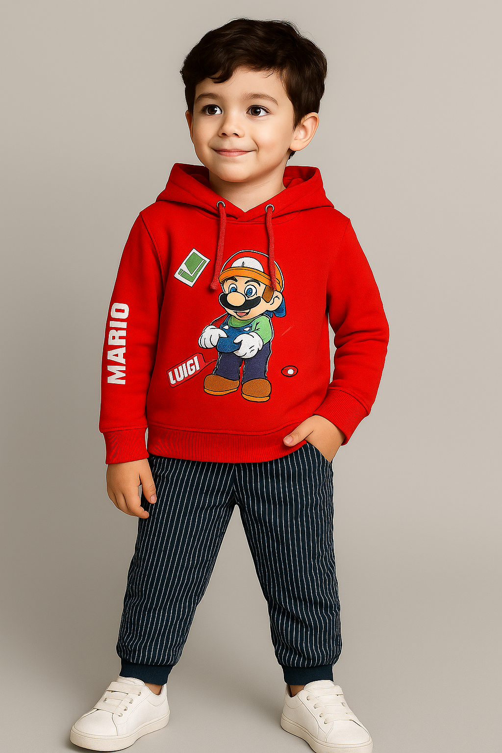 Kids Winter Hoodie – Red Gamer Graphic Sweatshirt 2PC