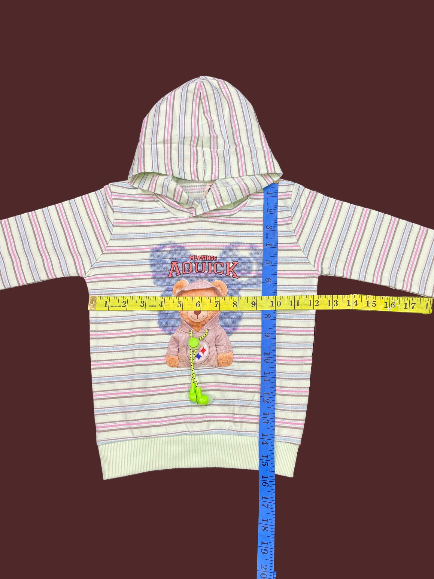 Kids Winter Hoodie – Striped Teddy Hoodie (Light Blue  Multi)
