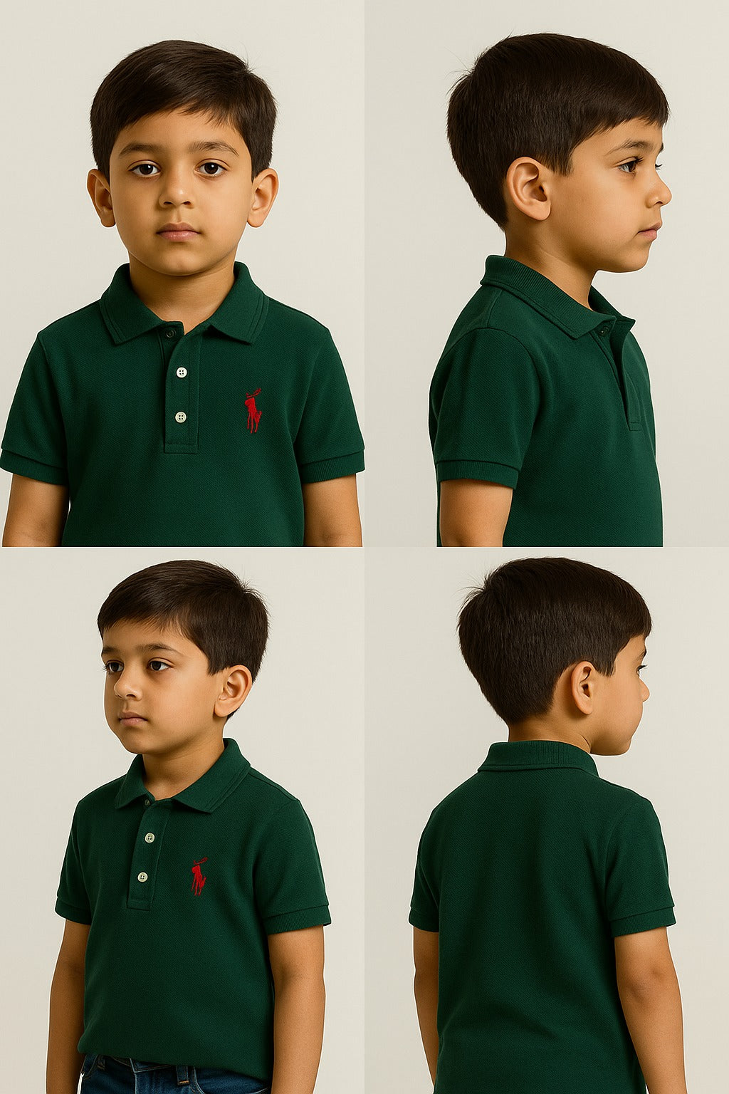 Children’s Dark Green Polo – Fresh Color, Comfortable Fit