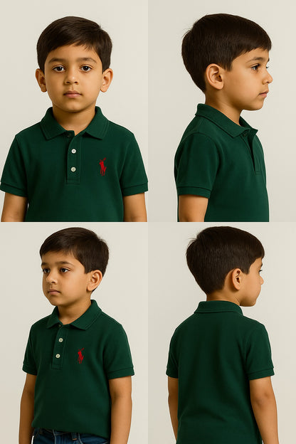 Children’s Dark Green Polo – Fresh Color, Comfortable Fit