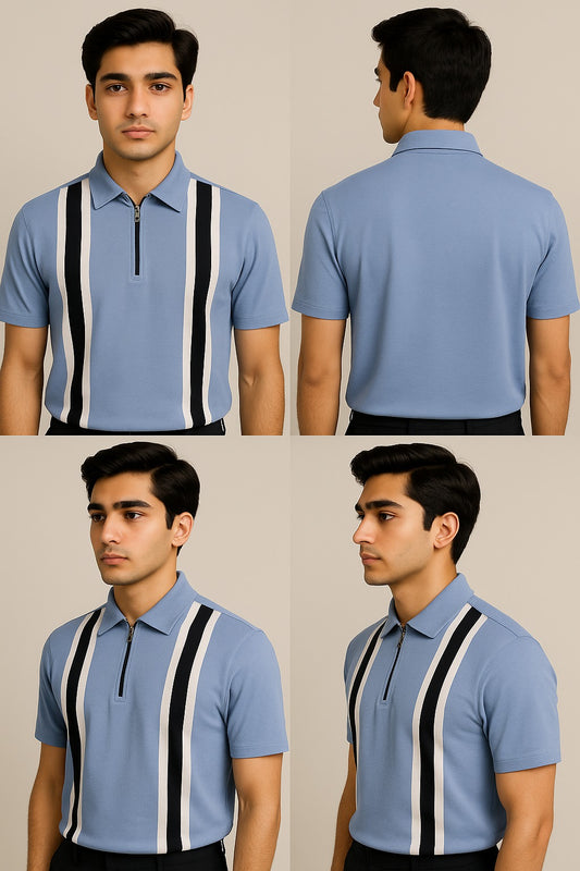 Breeze-Ready Sky Blue Polo – Light, Stylish & Easy Care