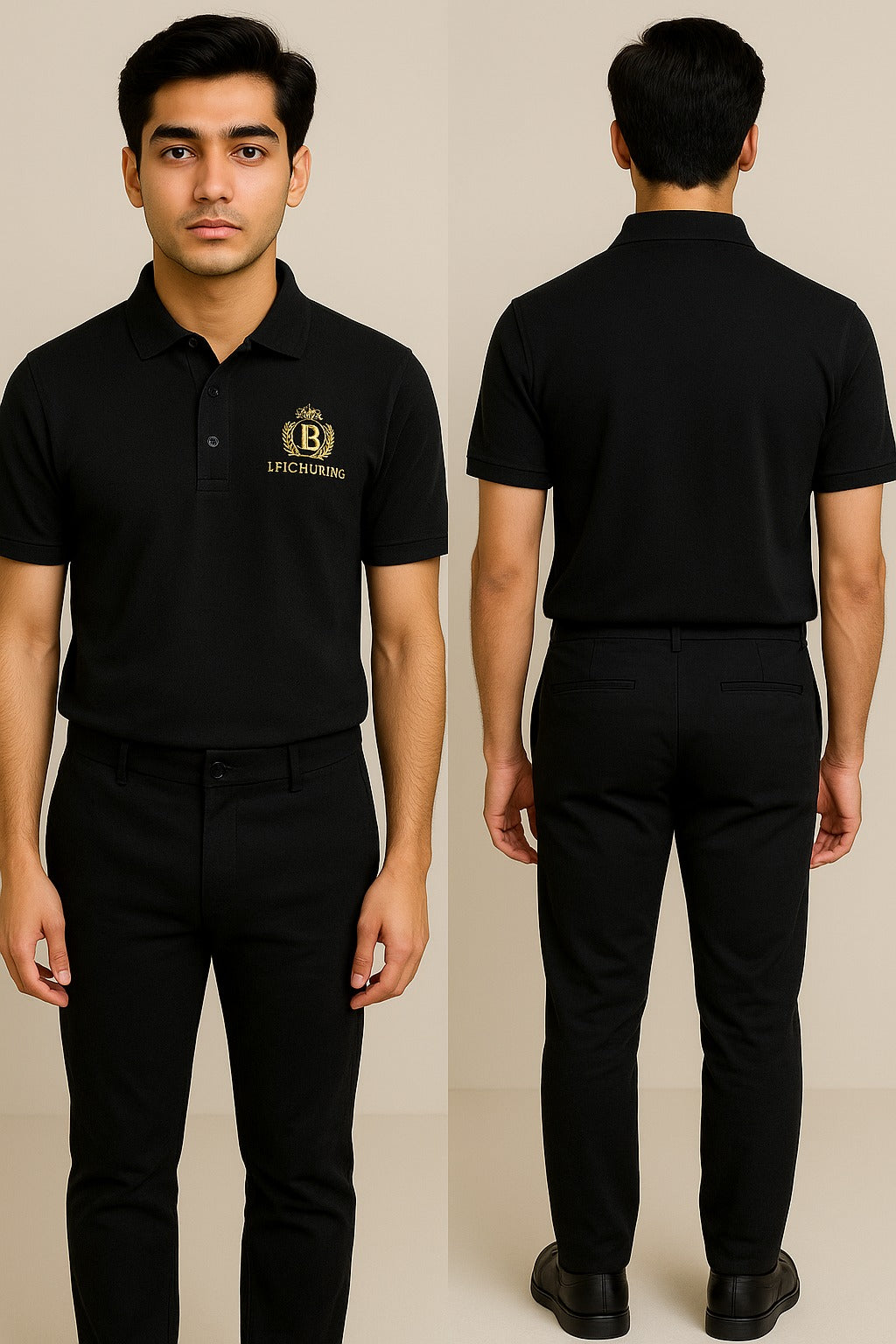 Black Polo Shirt – Soft Cotton, Smart Regular Fit