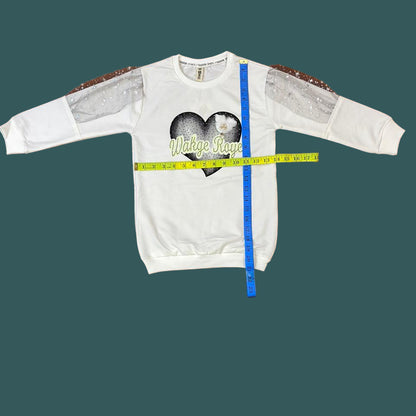 Beautiful Girls 2 Pcs Winter Set| Soft & Comfortable Pearl-Sleeve Sweatshirt