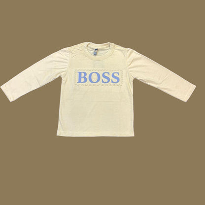 Kids Winter Long-Sleeve Tee — Cream “BOSS” Print