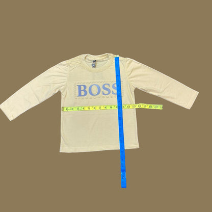 Kids Winter Long-Sleeve Tee — Cream “BOSS” Print