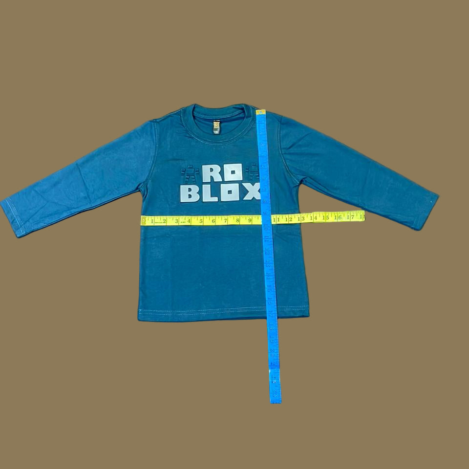 Kids Winter Long-Sleeve Tee – Teal “ROBLOX” Print  | Soft, Warm & Colorfast