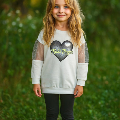 Beautiful Girls 2 Pcs Winter Set| Soft & Comfortable Pearl-Sleeve Sweatshirt