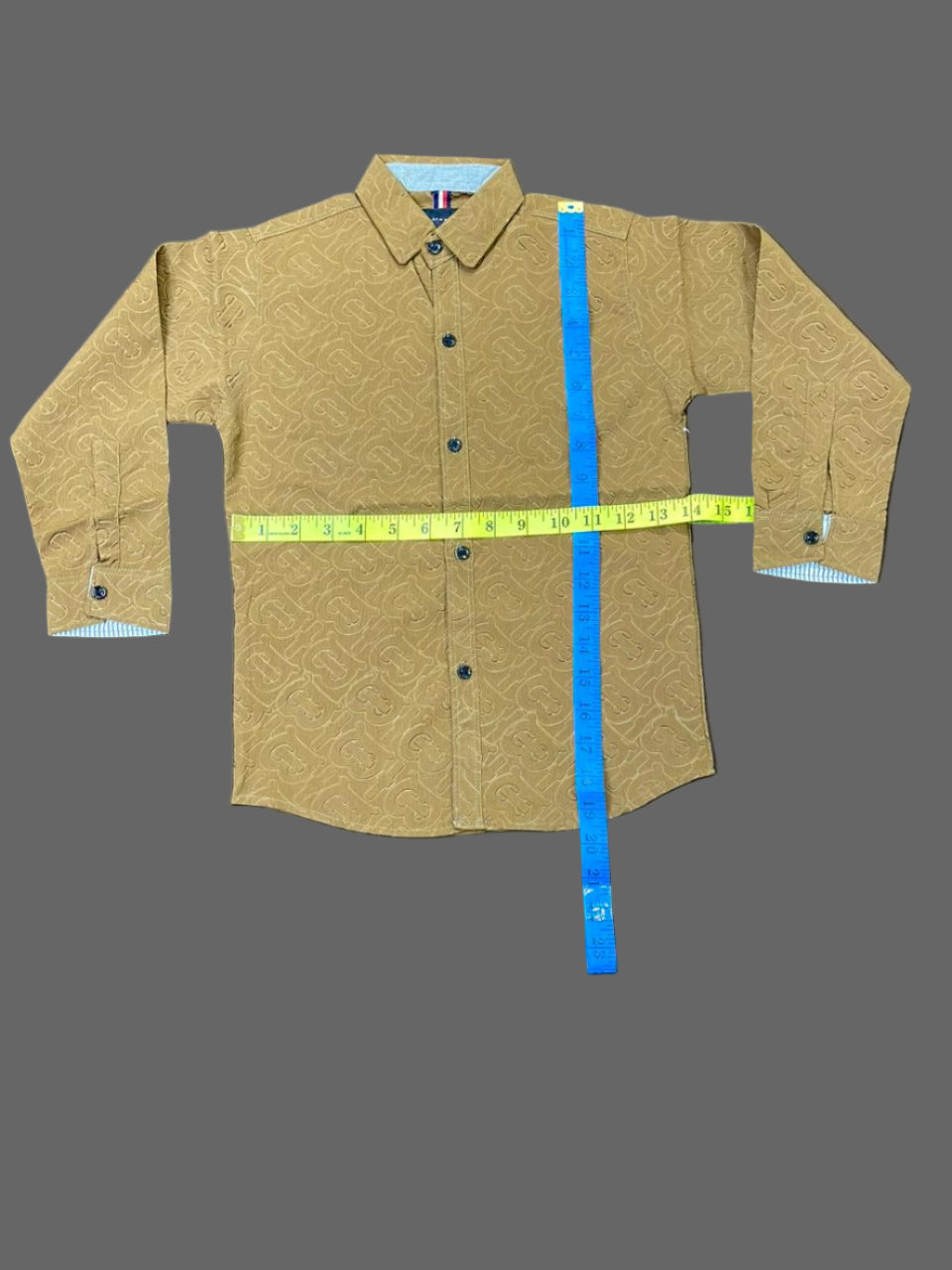 Kids Winter Shirt – Caramel Embossed Button-Down  | Warm & Smart