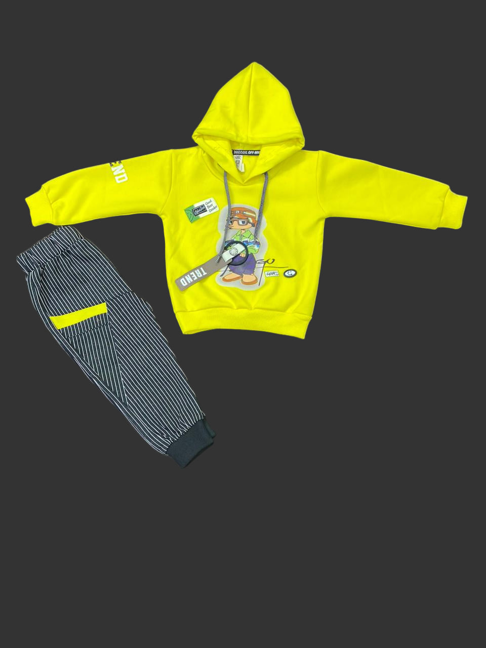 Kids Winter Hoodie – Neon Yellow Gamer Graphic 2PC