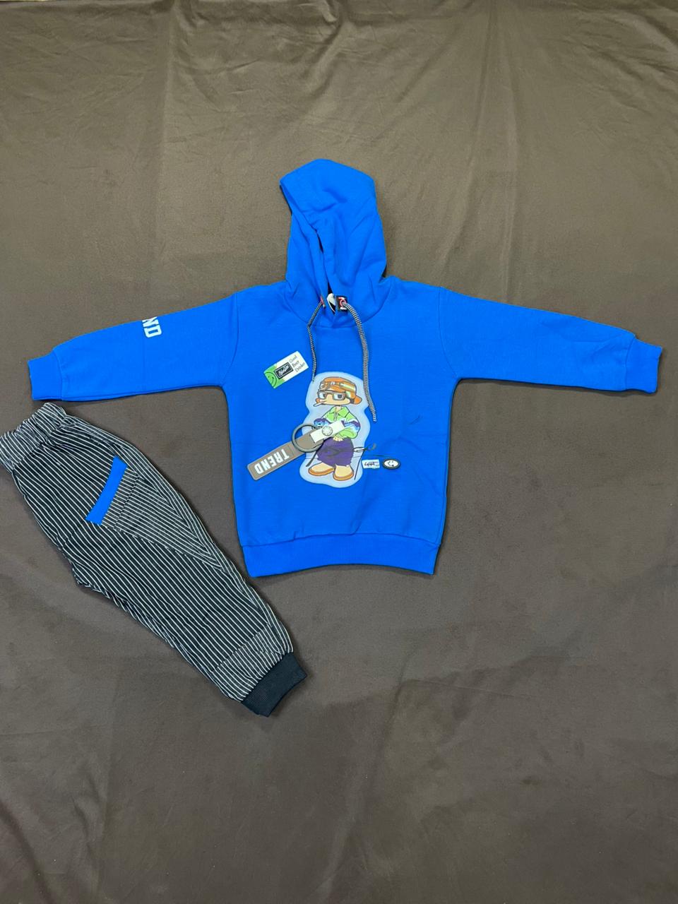 Kids Winter Hoodie – Electric Blue Gamer Graphic 2PC
