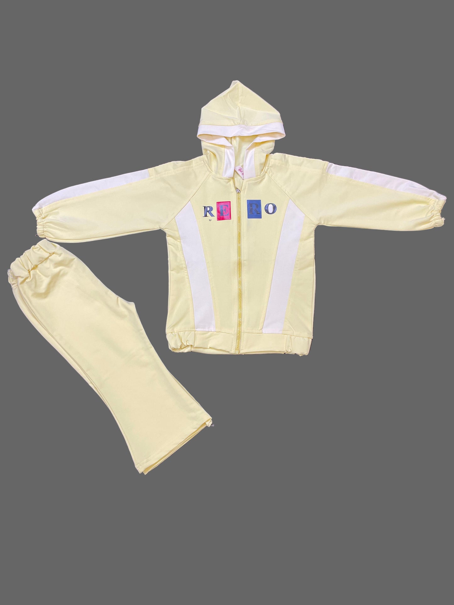 Girls Zip-Up Hoodie – Lemon Yellow Colorblock Jacket