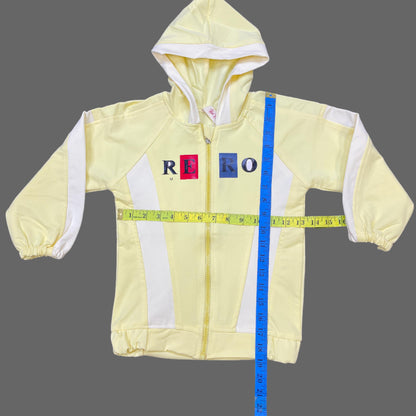 Girls Zip-Up Hoodie – Lemon Yellow Colorblock Jacket