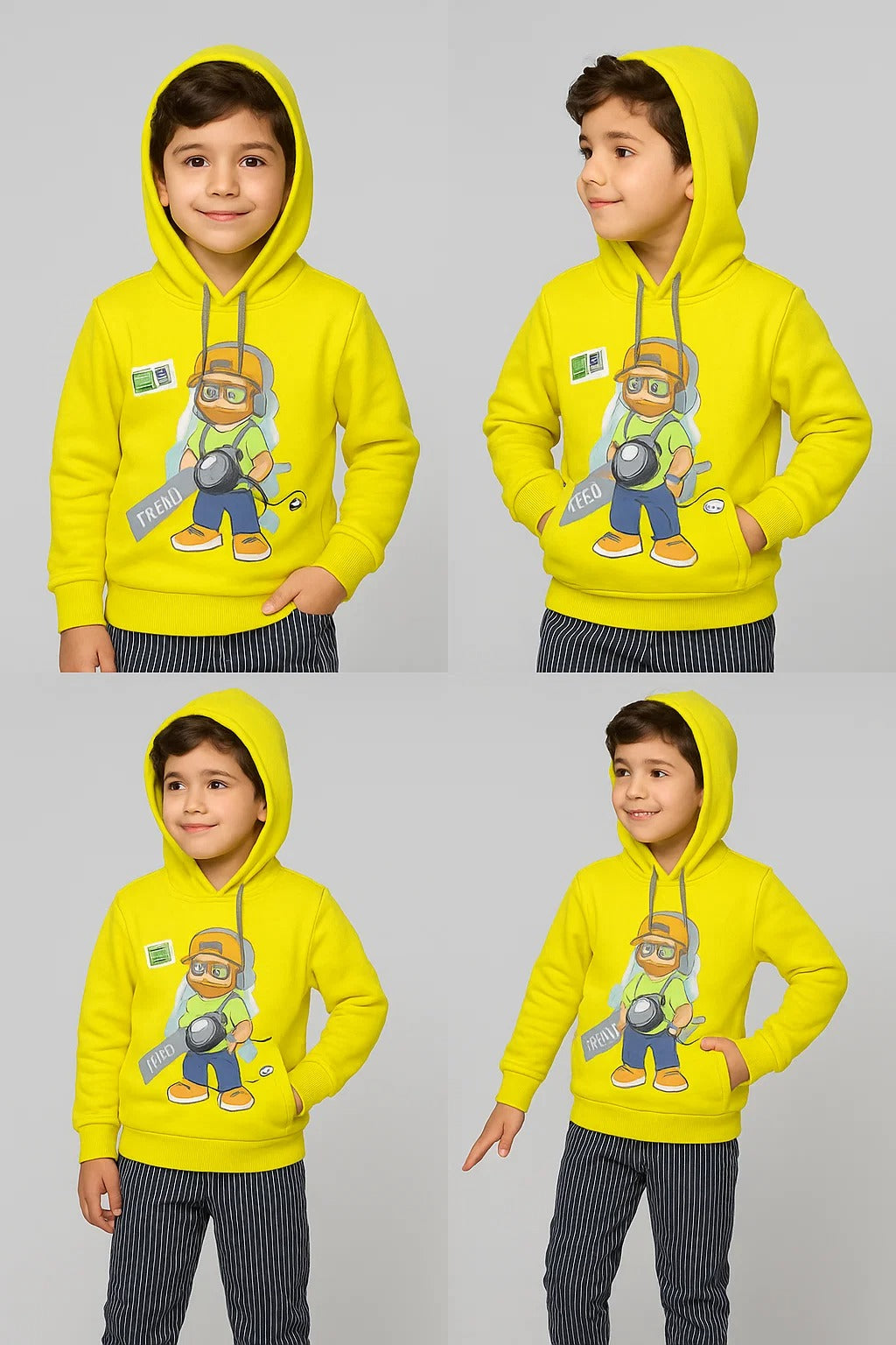 Kids Winter Hoodie – Neon Yellow Gamer Graphic 2PC