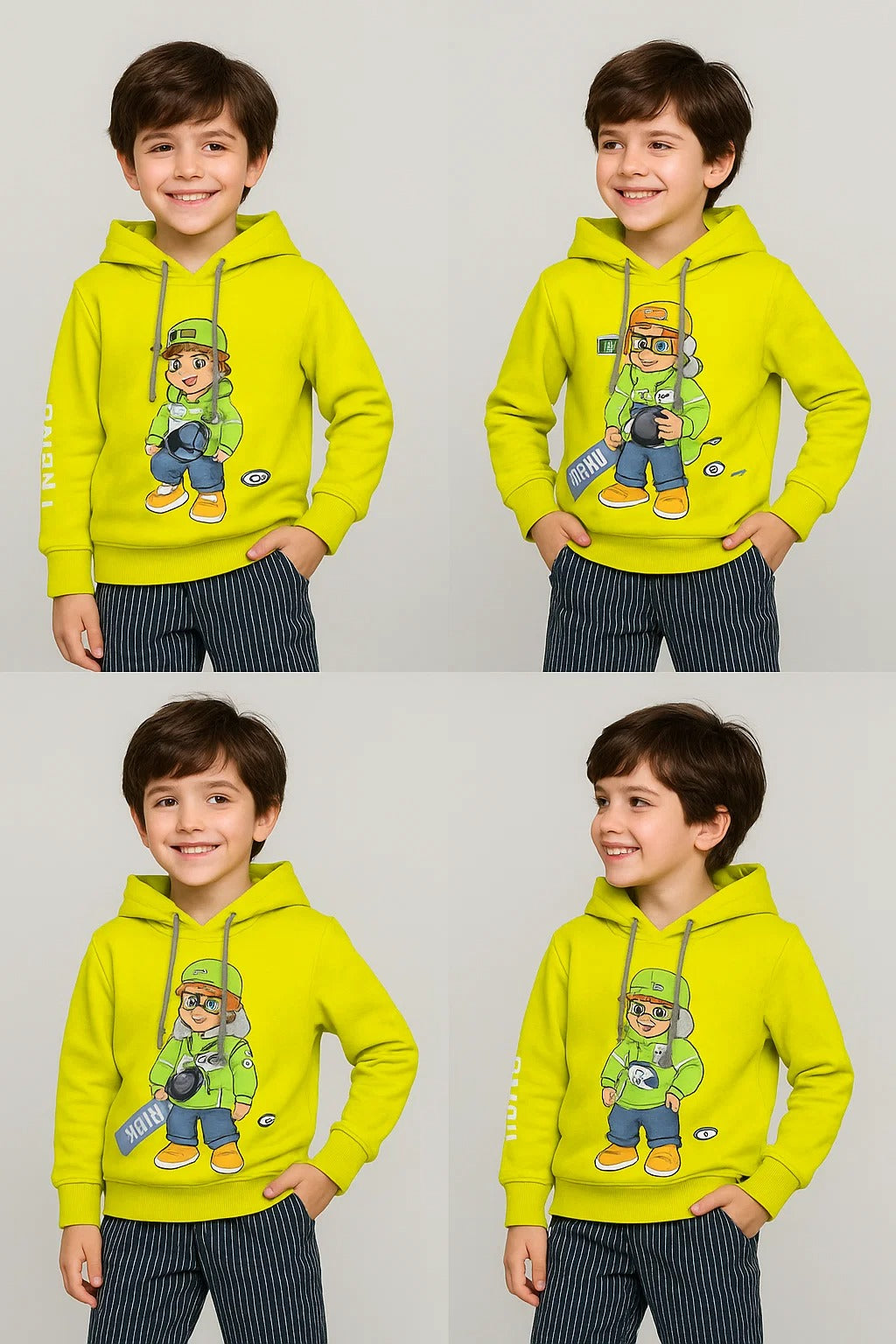 Kids Winter Hoodie – Neon Yellow Gamer Graphic 2PC