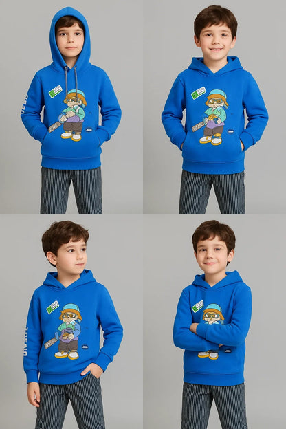 Kids Winter Hoodie – Electric Blue Gamer Graphic 2PC