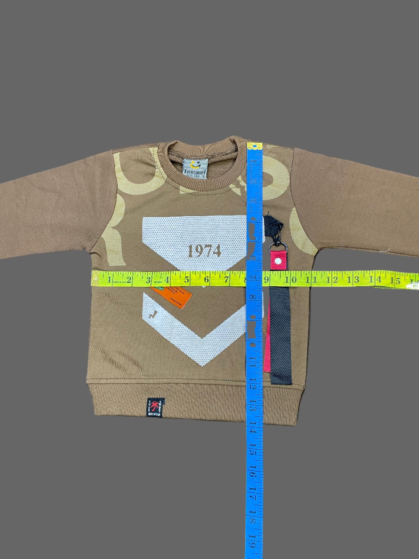 Kids Winter Sweatshirt – Coffee Brown Graphic Crew (1974 Print) 2Pc