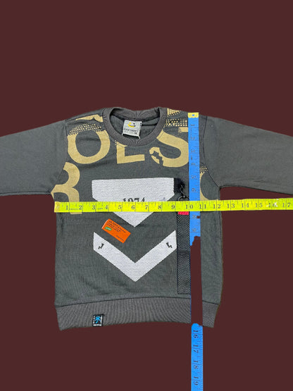 Kids Winter Sweatshirt – Charcoal Graphic Crew 2Pc