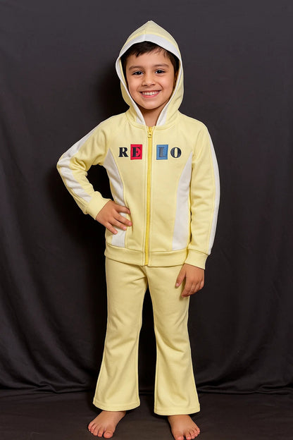 Girls Zip-Up Hoodie – Lemon Yellow Colorblock Jacket