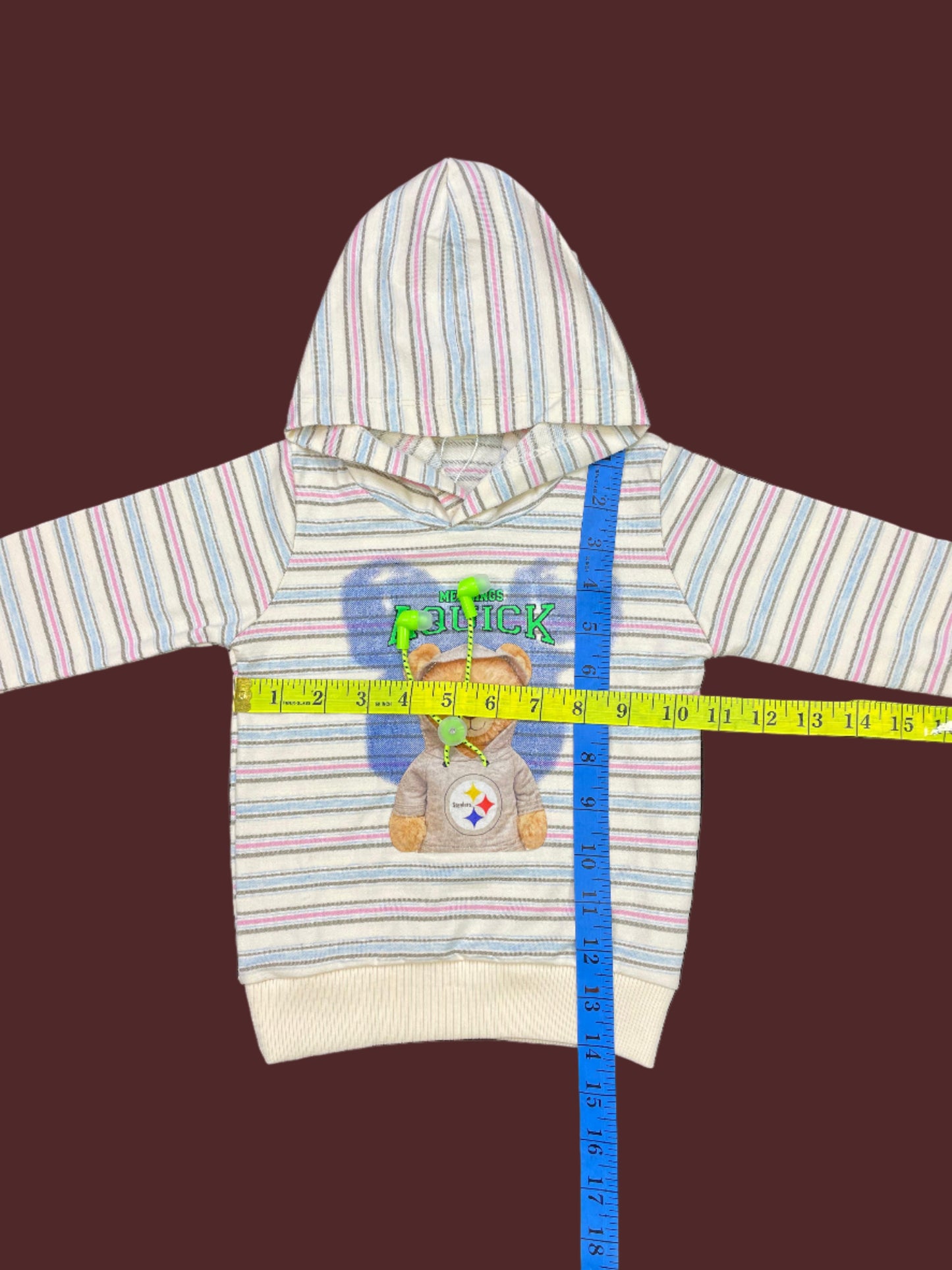 Kids Winter Hoodie – Striped Teddy Hoodie (Light Peach  Multi)