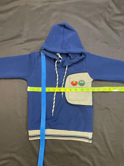 Kids Winter Hoodie – Royal Blue Patch-Pocket Sweatshirt 2Pc