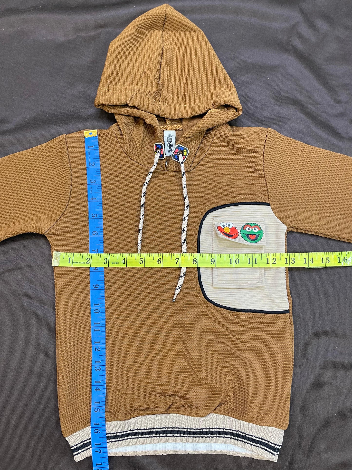 Kids Winter Hoodie – Caramel Patch-Pocket Sweatshirt 2Pc