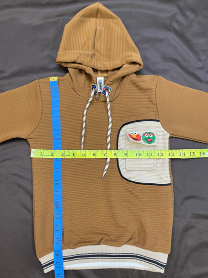 Kids Winter Hoodie – Caramel Patch-Pocket Sweatshirt 2Pc