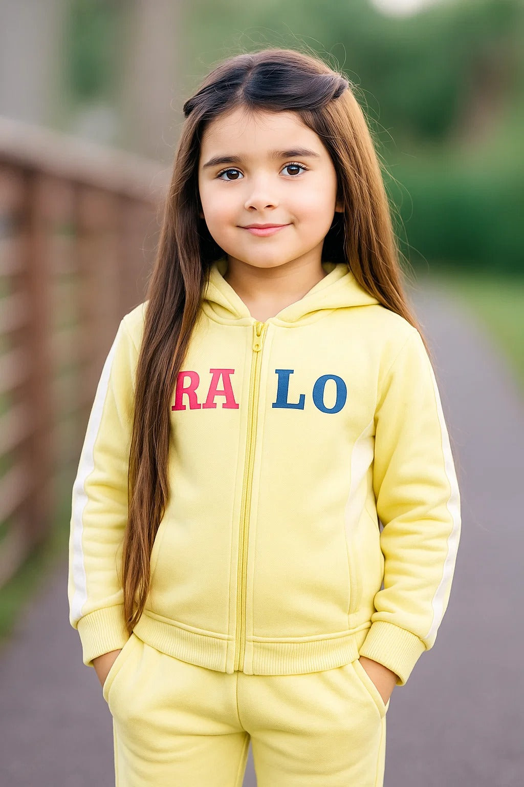 Girls Zip-Up Hoodie – Lemon Yellow Colorblock Jacket