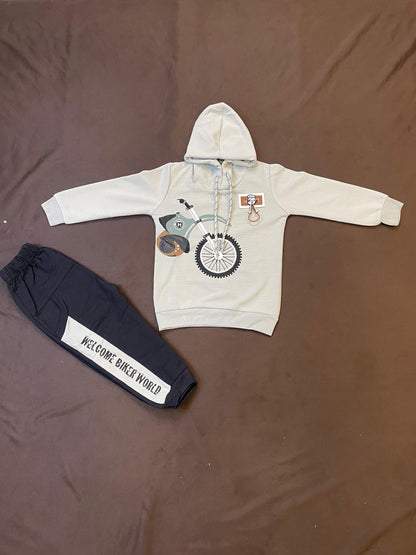 Kids Winter Hoodie – Grey Graphic Sweatshirt with Hood