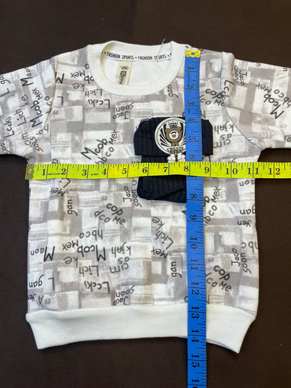 Kids Sweatshirt  Set – Grey Print Top with Utility Pocket