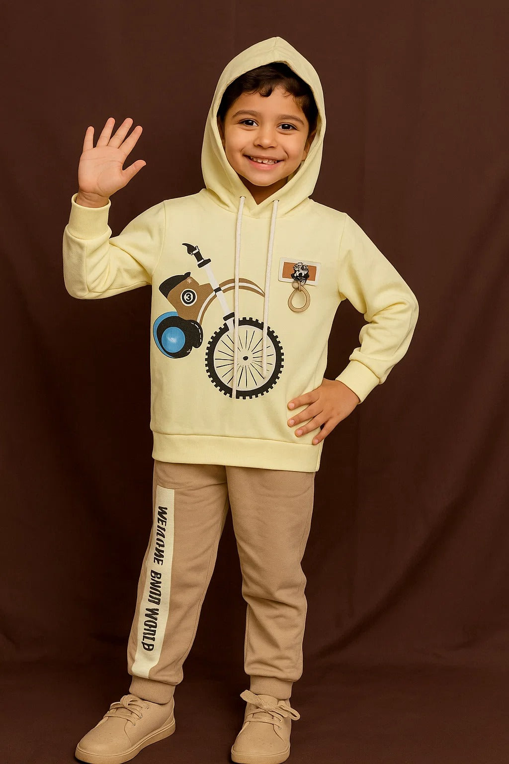 Kids Winter Hoodie – Yellow Graphic Sweatshirt
