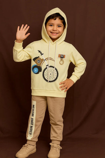 Kids Winter Hoodie – Yellow Graphic Sweatshirt