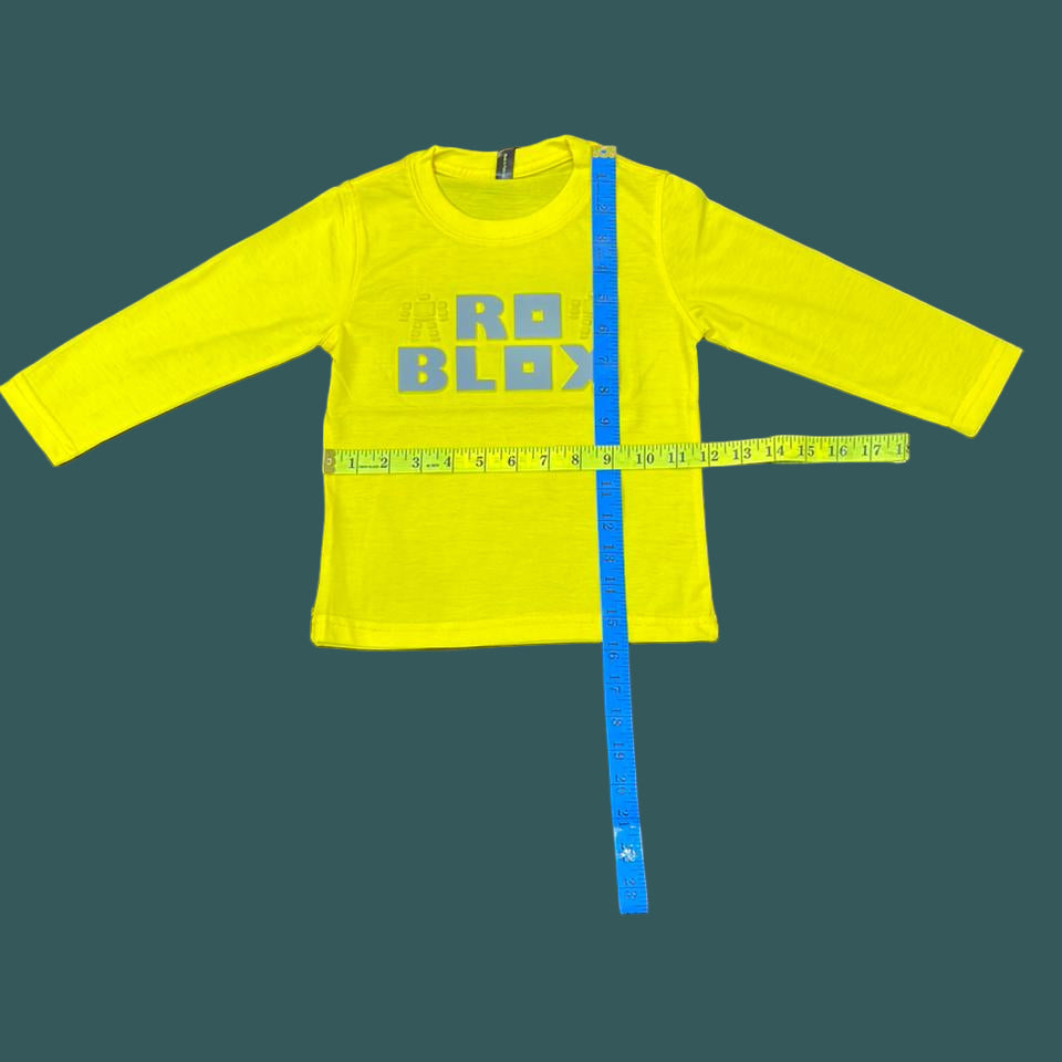 Kids Winter Long-Sleeve Tee – Neon Yellow “ROBLOX” Print  | Warm & Comfy