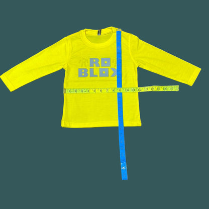 Kids Winter Long-Sleeve Tee – Neon Yellow “ROBLOX” Print  | Warm & Comfy