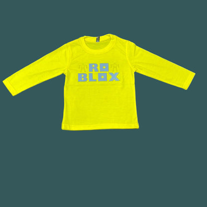 Kids Winter Long-Sleeve Tee – Neon Yellow “ROBLOX” Print  | Warm & Comfy