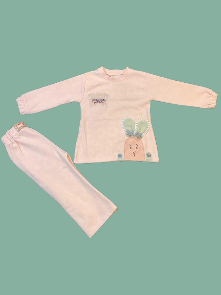 Girls Pink Bunny Suit Set – Winter Collection