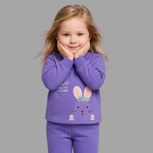 Girls Purple Bunny Suit Set – Cozy Winter Outfit