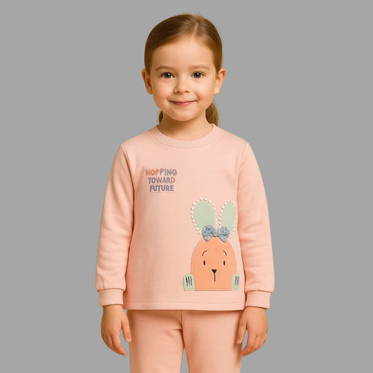 Girls Pink Bunny Suit Set – Winter Collection