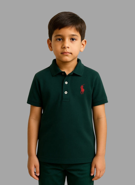 Children’s Dark Green Polo – Fresh Color, Comfortable Fit