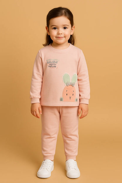 Girls Pink Bunny Suit Set – Winter Collection